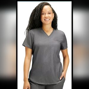 Fabletics Womens Gray Vital 1-Pocket Comfortable Stretch Medical Scrub Top M